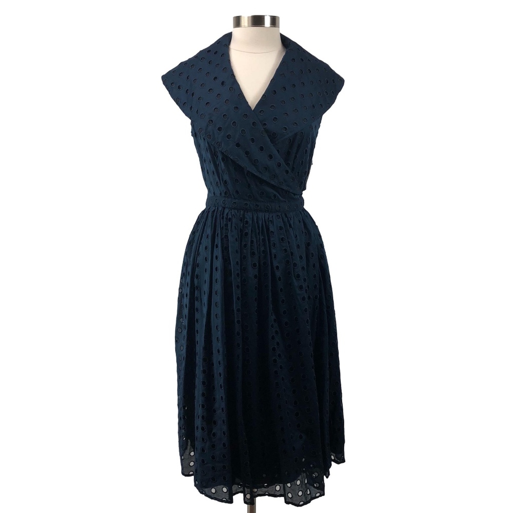 Liz Claiborne Navy Blue Eyelet Dress